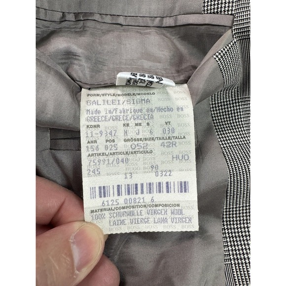 Hugo Boss Suit Jacket 42 R Navy Wool Prince of Whales Galilei Sigma Luxury Coat - Picture 16 of 16